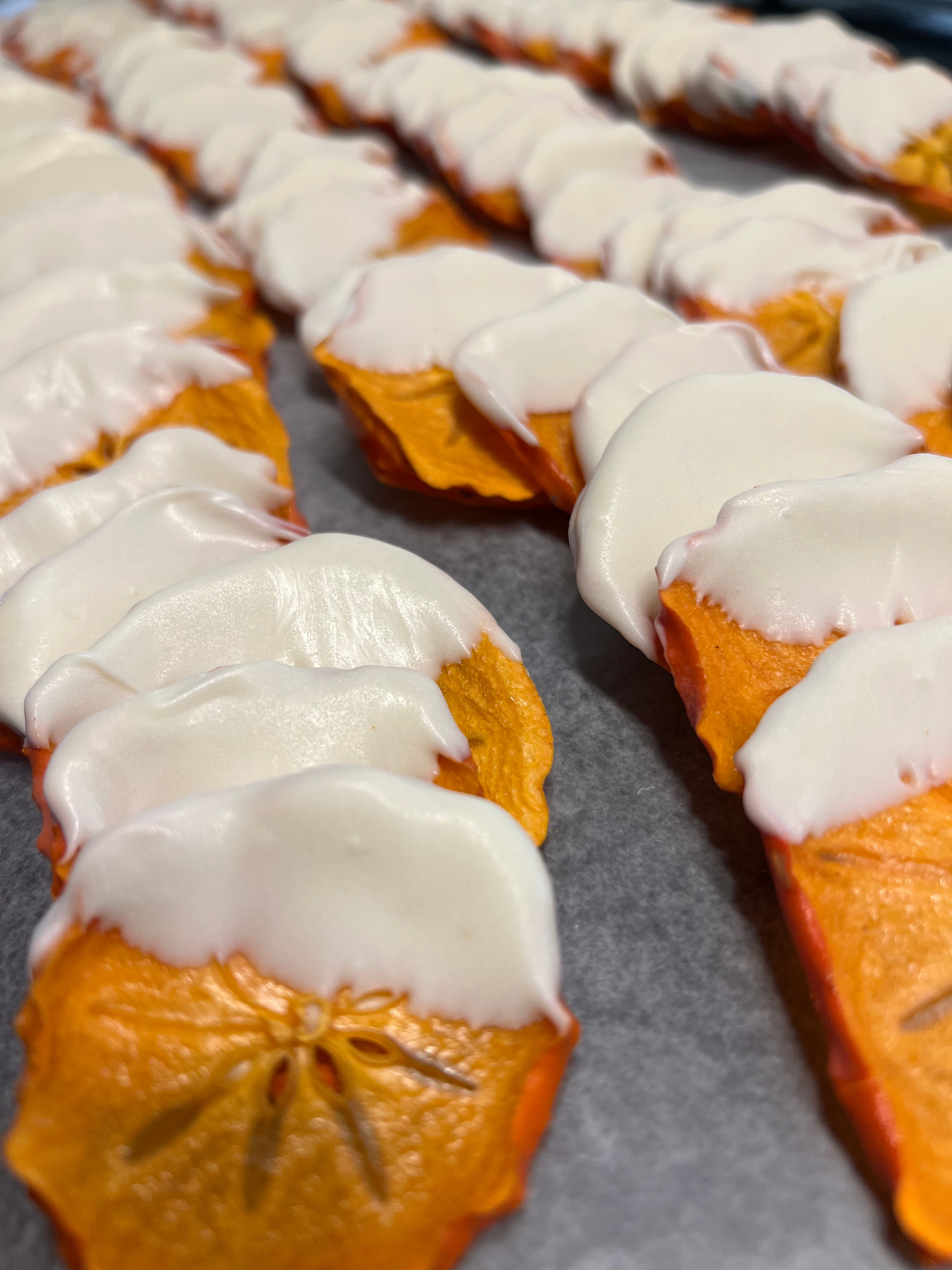 White Chocolate Dipped Dried Persimmons